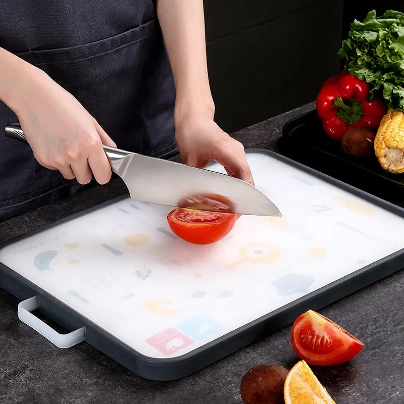 Dual-Sided Stainless Steel Cutting Board (Free Printed Knife)