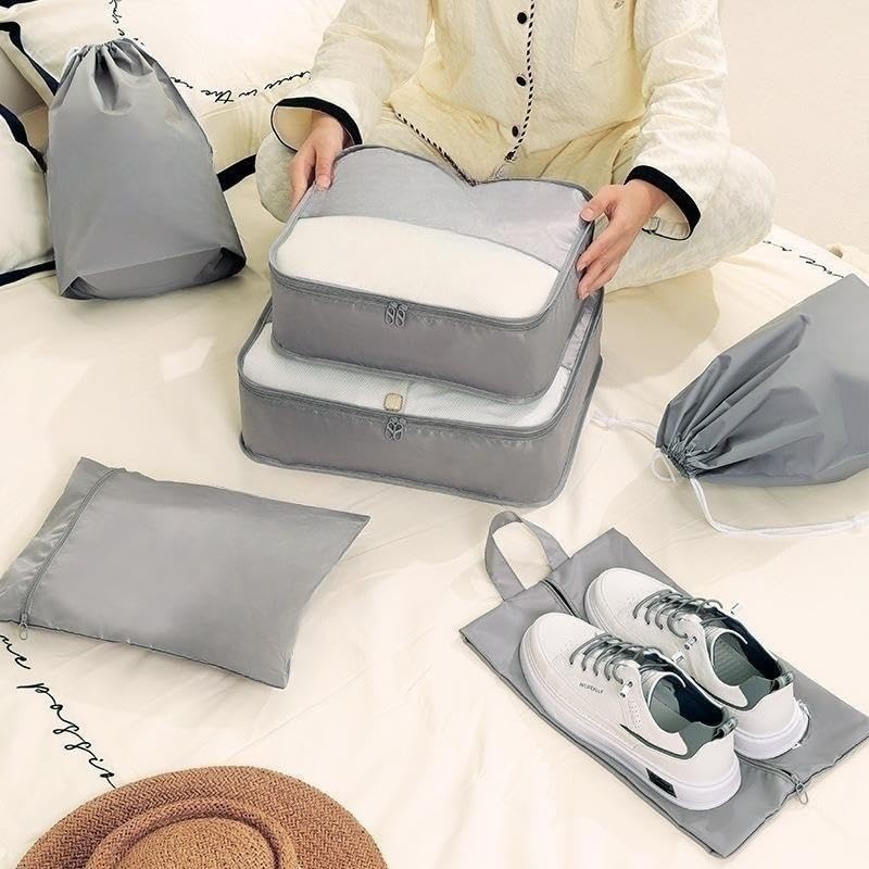 6PCS Foldable Packing Cubes Set Travel Storage Bags Suitcase