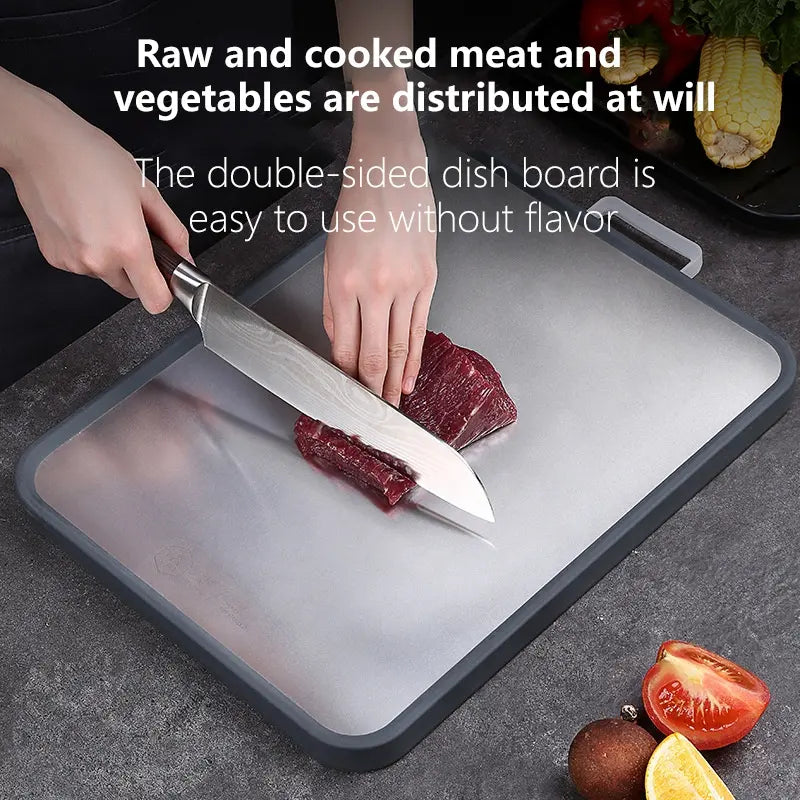 Dual-Sided Stainless Steel Cutting Board (Free Printed Knife)
