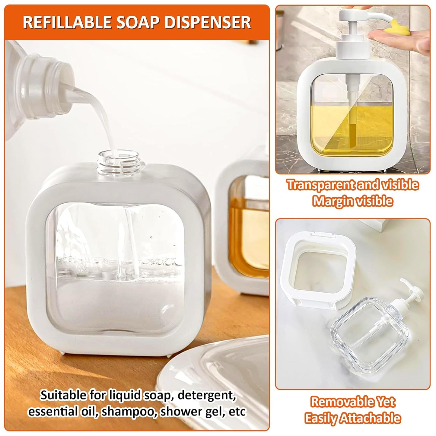 Square Shape Soap Dispenser (350ml)