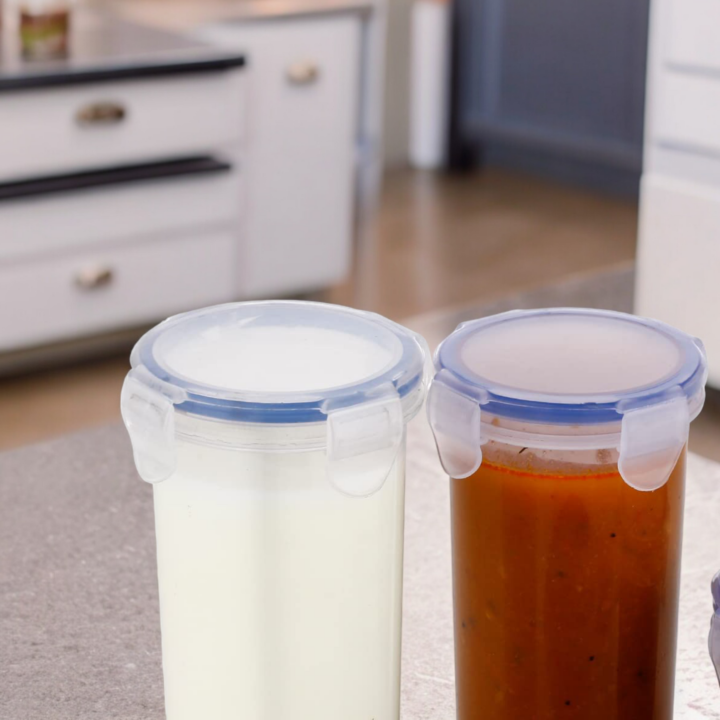 Plastic Leak Proof Food Containers With Lock Lid (Transparent, 110/160/210/400/500 ml)
