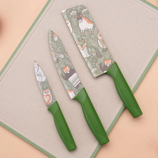 3 Pieces Stainless Steel Colour Printed Knife