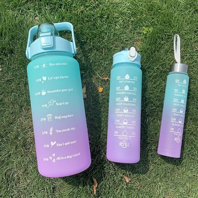3 Pcs Leak-proof Motivational Water Bottle Set