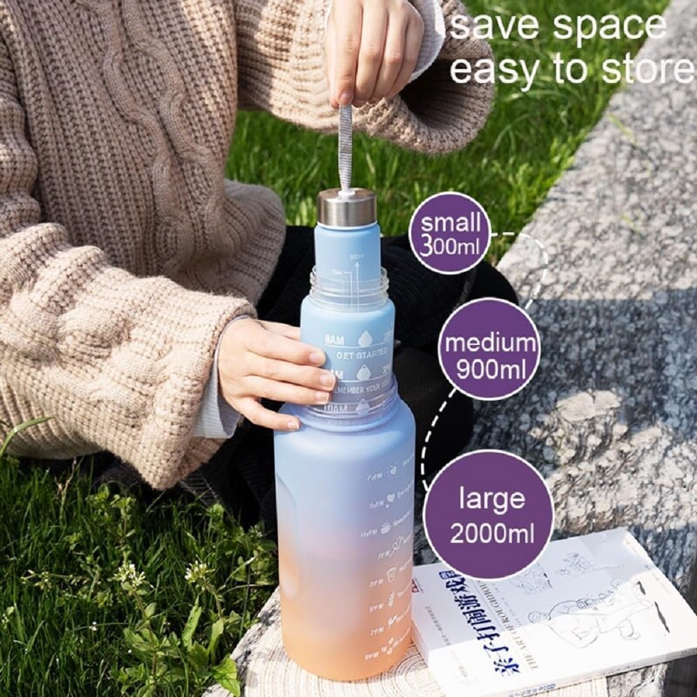 3 Pcs Leak-proof Motivational Water Bottle Set