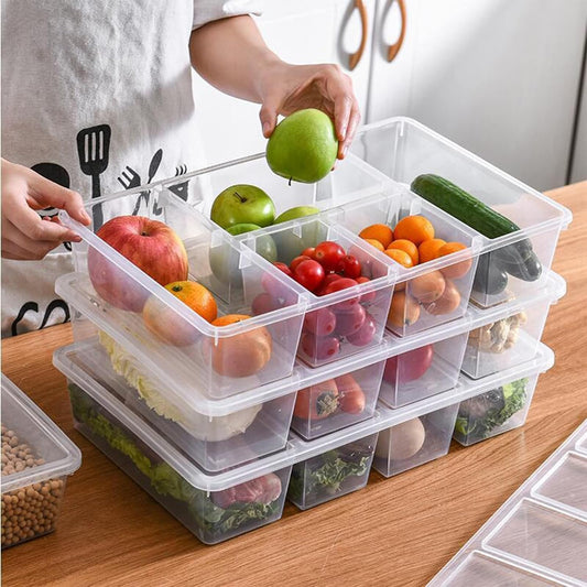 5 Compartment Plastic Divided Veggie Tray with Lid