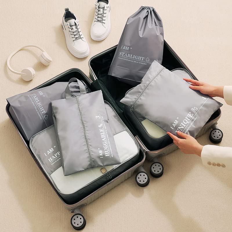 6Pcs Travel Storage Bag Set for Clothes Luggage Packing Cube Organizer  Suitcase 