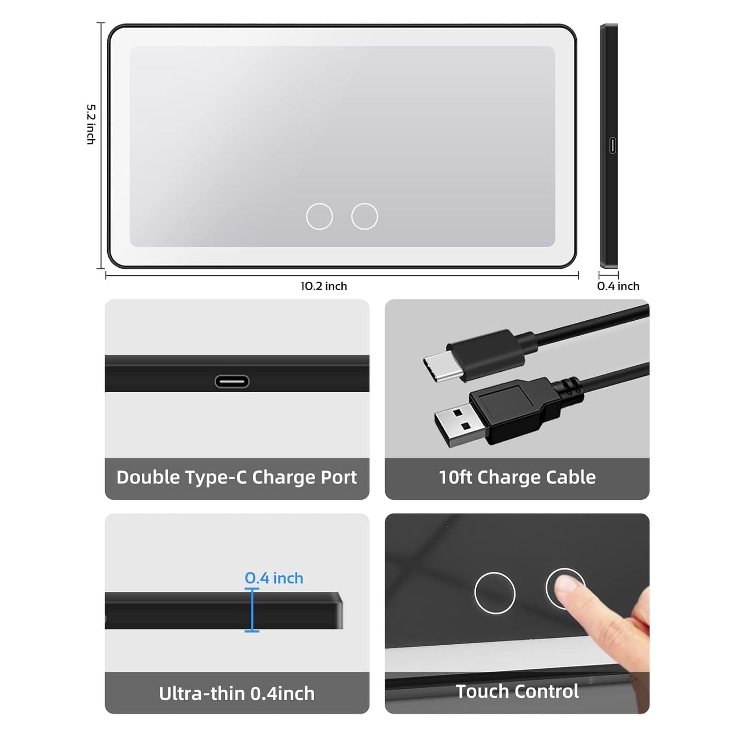 Smart Touch Ultra-Clear Car Vanity Mirror