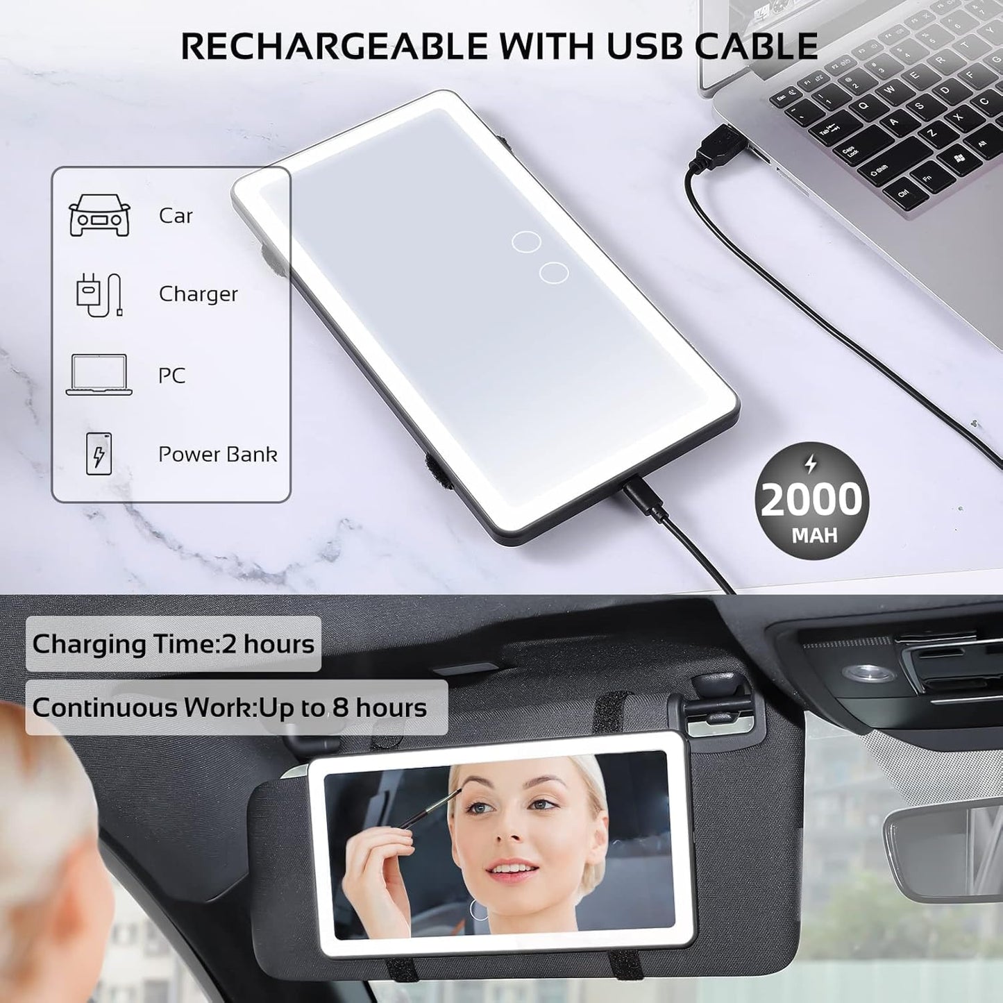 Smart Touch Ultra-Clear Car Vanity Mirror