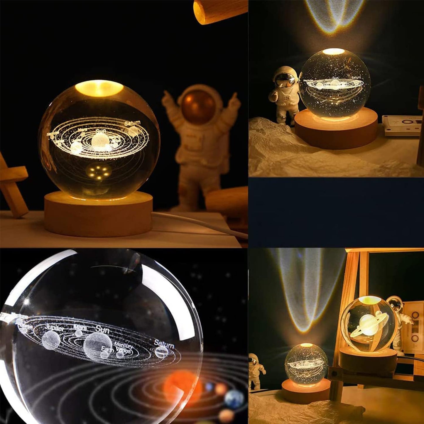 3D Galaxy Crystal Ball Night Lamp