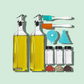 2pcs Glass Oil Dispenser, 3pcs Spice Bottle Set, 2 Spatula and 1 Funnel (Set of 8)