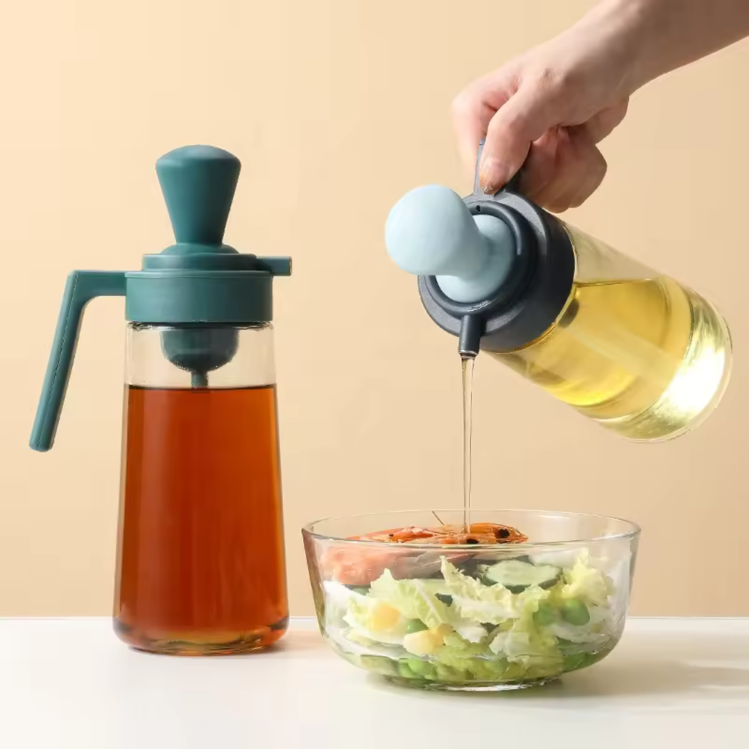 2 in 1 Oil Dispenser Bottle with Silicone Brush