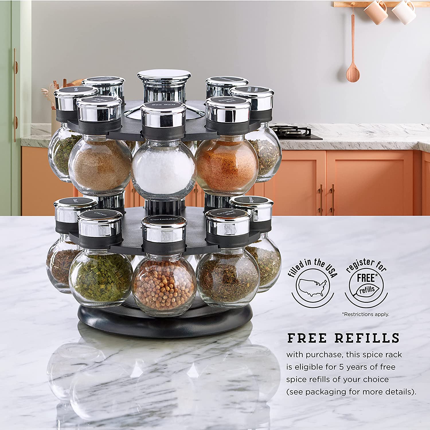 360 Rotating Spice Holder 16 Bottles